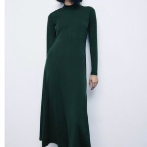 Zara Dark Green Long Sleeve Dress